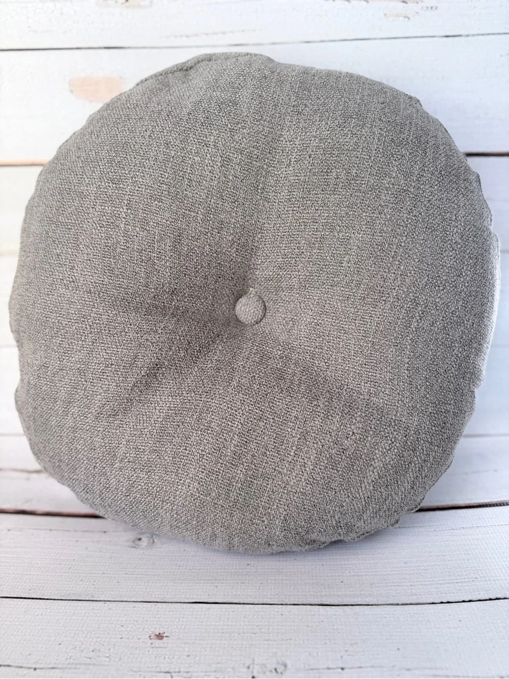 Gray Round Button Accent Pillow - Brand: